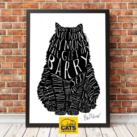 'THE GIFT OF BARRY' A3 PRINT FOR CATS PROTECTION