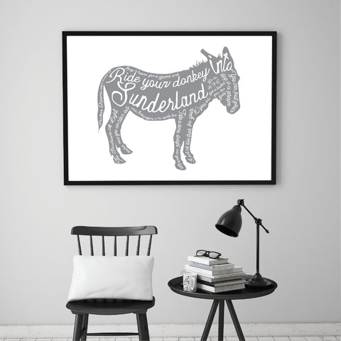 Sunderland Donkey Large Scale Print - Unsigned & Unframed - Printed to Order